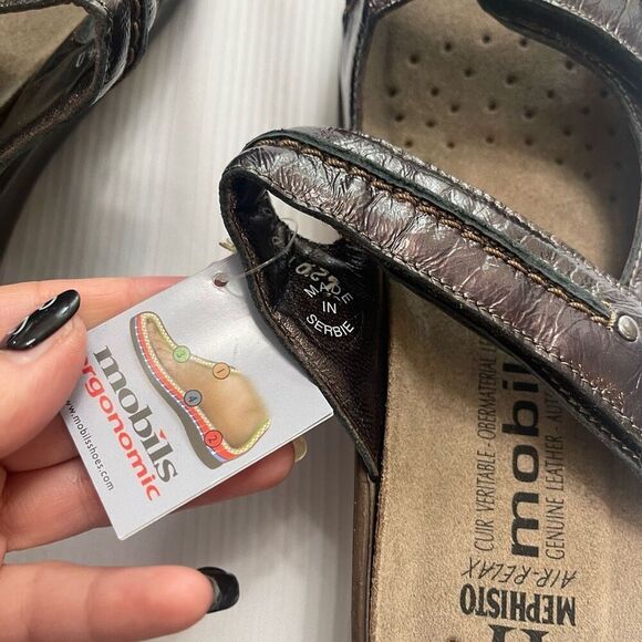 NWT Mephisto Mobils Patent Leather Sandals Size 40 US 10 New - Picture 4 of 7